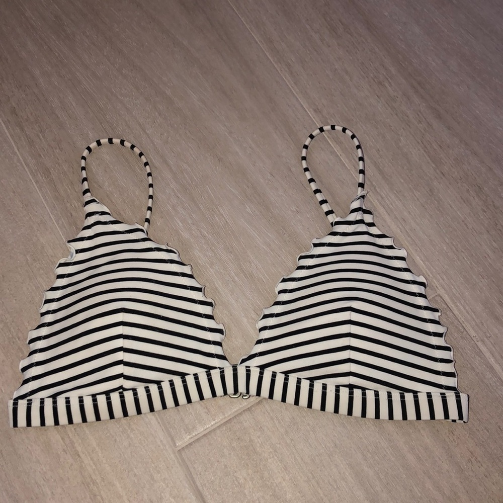 Black and White striped bikini top